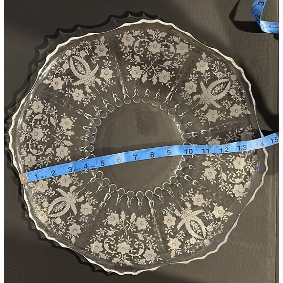 Vintage Viking Crystal Glass Radiance PRELUDE Etch  Serving Platter  Entertain - Picture 2 of 3